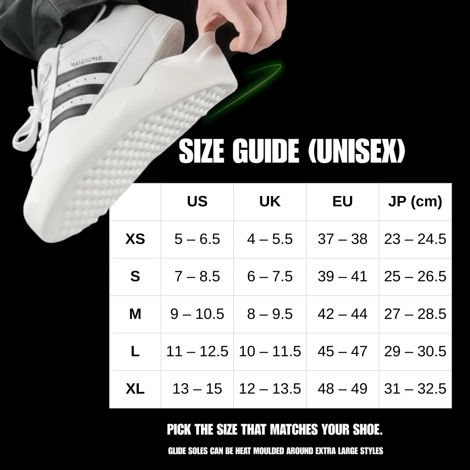 GLIDE SOLE - size chart - Glide Soles